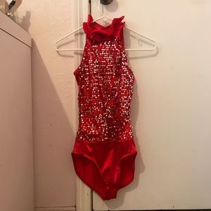 Red and silver dance costume